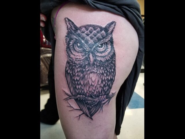 Owl Hip Tattoo